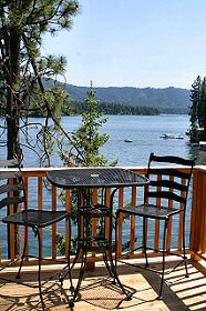 Enjoy meals on the deck while drinking in the view of beautiful Hayden Lake. Hayden Lake House Vacation Rental, Hayden Lake, Idaho