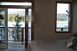 The French doors offer gorgeous views and access to the deck. Hayden Lake House Vacation Rental, Hayden Lake, Idaho