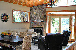 Windows above the French doors allow lots of sunshine to filter in! Hayden Lake House Vacation Rental, Hayden Lake, Idaho